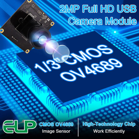 USB Camera With 2.9mm Wide Angle Fisheye Lens 1080P Webcam, 2MP sensor module and OV4689 CMOS chip illustration