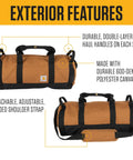 Go-To Classic Round Duffel With Utility Pouch, Heavy Duty Water Resistant Packable Gear Bag with shoulder strap and handles