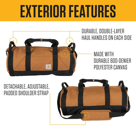 Go-To Classic Round Duffel With Utility Pouch, Heavy Duty Water Resistant Packable Gear Bag with shoulder strap and handles
