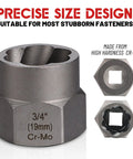 3/4 inch nut remover bit from 35 Piece Spiral Screw And Bolt Extractor Set With Left Handed Drill Bits, CrMo steel