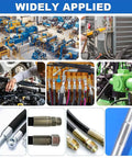 No Hassle Manual Hydraulic Hose Crimping Tool Featuring Seven Heavy Duty Swage Dies And An Accurate Pressure Gauge used in various industrial settings.