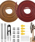 Two Treadle Sewing Machine Belts With 30 Piece Accessories Kit For DIYers And Crafters Including Bobbins Needles Threaders Hemming Clips Awl Scissors And More, belts and sewing tools