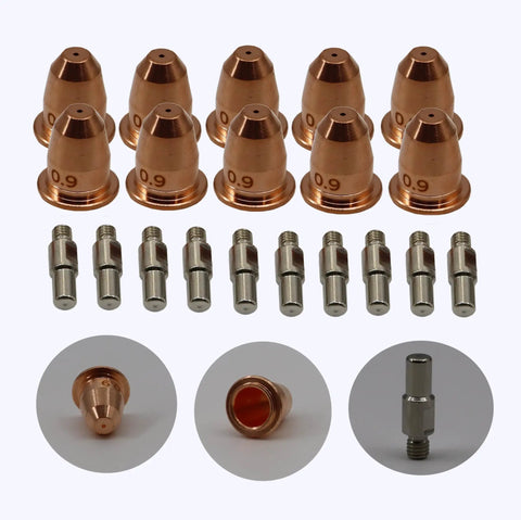 20-Piece Plasma Cutting Torch Tip And Electrode Kit For IPT-60 PT-60 PT40 S25 S45 Includes 0.9mm 0.035 Inch Nozzles And Electrodes