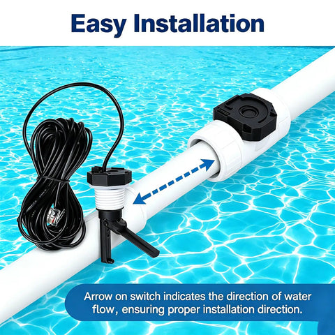 Flow Switch for Hayward Goldline Aquarite Salt Systems and Aqua Rite Pool Chlorine Generators, Reliable Flow Sensor for Hayward Salt Cells, 15 Ft Cable, No-Fuss DIY Replacement for Salt Cell Flow Switch on pool pipe