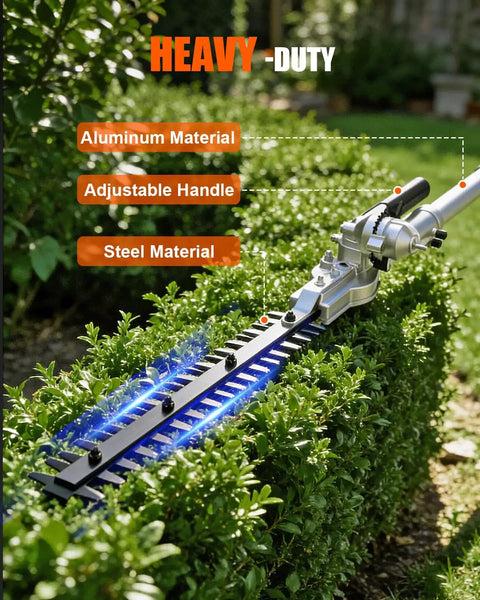 16 Inch Hedge Trimmer Attachment With 180 Degree Adjustable Head And Heavy Duty Dual Action Blade For Gas Powered String Trimmers