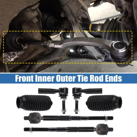6 Piece Front Inner Outer Tie Rod Ends Kit For Ford Flex Taurus Lincoln MKS MKT Steering Suspension Upgrade Beefs Up Handling And Ride Quality Fits 2010 To 2016 Models, installed view
