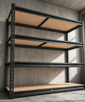 Badass Heavy Duty Garage Storage Shelving Unit With Rock Solid Reinforced Metal Frame And Thick MDF Shelves Holding 2000 Lbs Total Capacity, 40x20x60 inches.