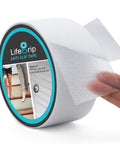Clear Non Slip Tape 2 Inch By 30 Feet Traction Grip Tape for tubs boats and stairs, shown with clear adhesive texture being peeled.