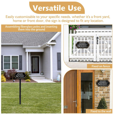 Private Property No Trespassin Sign With Stake For Front Door Lawn Garden And Business No Soliciting Sign UV Printed And Weatherproof