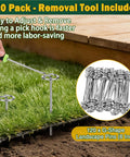 Heavy Duty 8 Gauge Landscape Staples Pins for Weed Barrier Fabric 6 Inch Galvanized Stakes with Removal Tool 120 Pack