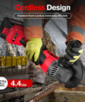Killer Cordless Angle Grinder Powered By A Beefy Brushless Motor Cranking 12000 Rpm Paired With Four Point Five Inch Flap Discs in use cutting metal