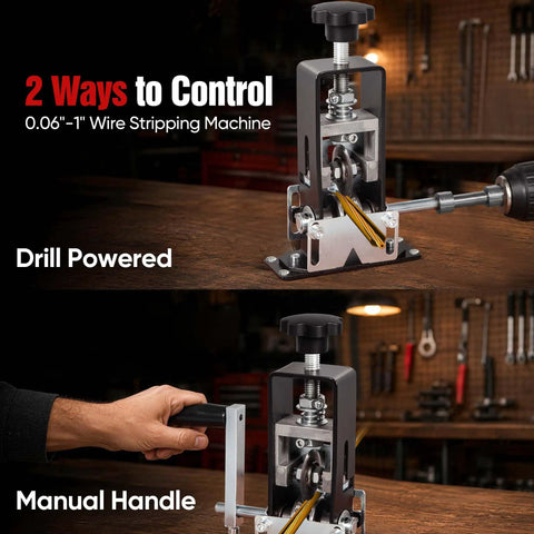 Straight Up Manual Wire Stripping Machine For Copper Cable with drill and manual handle options for easy use.