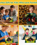Collage of kids enjoying Big Monster Truck Tractor RC Toy For Kids 1 To 16 Scale With Lights And Sounds 2.4 GHz Remote Control Car Set