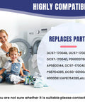 Mother and child near washer promoting Washer Flange Shaft Assembly Replacement For Samsung Spider Arm Includes 6 Pack DC60-40137A Hex Bolts.