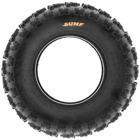 Set Of 4 ATV UTV Knobby Sport Tires Front 21x7-10 Rear 20x11-9 6 Ply Tubeless A027 shown in circular side view