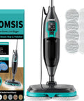 Heavy Duty Steam Mop And Electric Floor Steamer Scrubber With Rapid Electric Spin Pads For Hardwood Tile Laminate And Vinyl Kicking Grime To The Curb And Delivering A No Sweat Deep Clean Daily with white cleaning pads.