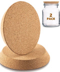 Big Tapered Cork Stoppers For 3.74 To 4.0 Inch Jar Openings, Cork Canning Jar Lids Wood Plugs For Glass Wine Bottles, Home Bar Kitchen Essentials, 2 Pack image of two large corks with a labeled jar