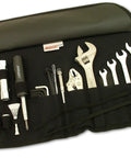 RoadTech M3 Tool Kit For Japanese Metric Motorcycle ATV UTV with wrenches, pliers, screwdriver, and roll pouch.