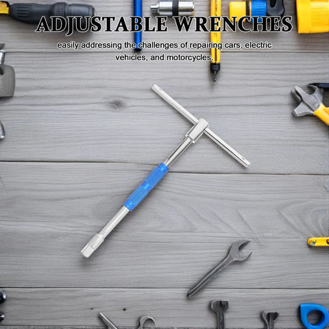 Heavy Duty Ratcheting T Handle Hex Socket Wrench Built Like A Tank For Daily Garage Tune Ups Quick Angle Shift Smooth Grip Fix Your Ride Auto Tool on wooden surface with assorted tools.
