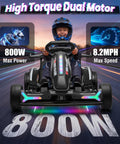 Child riding the Electric Drifting Kart 24V With 800W Twin Motors, 10Ah Battery, Outdoor Ride On Toy, highlighting speed and power.