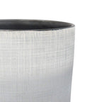 XL Round Rustic Stoneware Planter Pot With Crosshatch Texture For Indoor Outdoor Use 8 Point 7 Inch Tall Silver Exterior And Metallic Interior Modern Rustic Garden Decor close-up