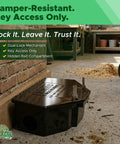 Heavy Duty Large Size Bait Station 2 Pack For Mice And Bigger Rodents, Tamper Resistant Lockable Bait Boxes with Key in a garage