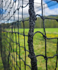 Close-up of Batting Cage Net For Baseball And Softball Practice, HDPE Netting With 42 Twine, 12 By 14 By 35 Feet outdoors