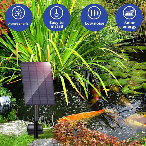 Solar Pond Aerator 2W Low Noise Oxygen Pump IP64 Waterproof Quiet Bubbler for Garden Ponds, solar panel by koi fish pond