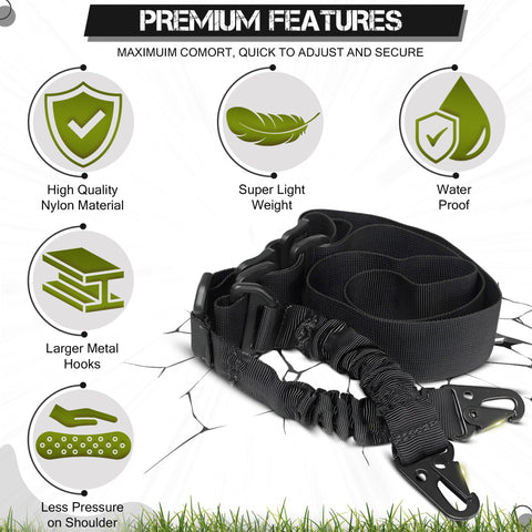 Adjustable Two Point Rifle Sling Dope Rugged Nylon Strap With Metal Hook For Hunting Shotgun And Camera Gear Outdoor Multipurpose Tactical Sling Forty Seven Point Two Inch Adjustable Length With Durable Metal Hooks For Easy Setup with premium features including nylon material, lightweight, and waterproof qualities.