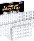 Ditch The Noisy Door Slams With These Clear Silicone Cabinet Bumpers, Self Adhesive Anti Bang Pads For Quieter Drawers And Furniture, 128 Tranquil Home Upgrade Pack showcase featuring various shapes in a pack.
