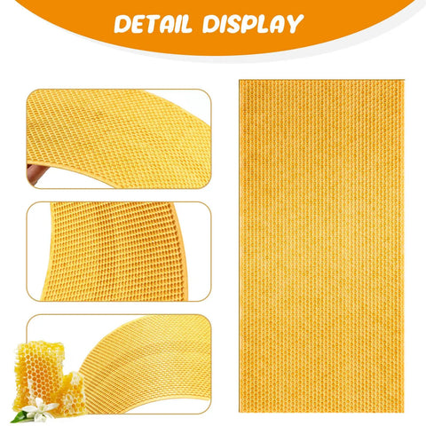 Detail display of 40 Pcs Waxed Coated Beehive Foundation Sheets For Bee Frames Deep Frames Yellow Beeswax Coated Foundation Sheets Beekeeping Supplies For Hobbyists And Pros Durable High Quality Hive Equipment, showing texture and flexibility.