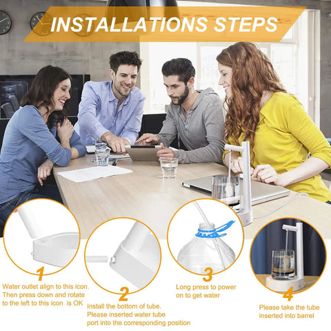 Installation steps for Intelligent Desktop Barrel Water Dispenser Pump, Removable Automatic Pour, BPA Free Drinking Pump with 304 Stainless Steel