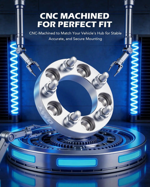 5x4.5 Wheel Spacers Kit With 1 Inch Spacers And 1/2-20 Studs 82.5mm Center Bore Set Of 2 CNC machined for precise fit