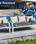 Waterproof Patio Cushion Covers Set 8 Pcs Outdoor Couch Slipcovers Stretchable Washable for Dogs Pets Blue Green UV Guard
