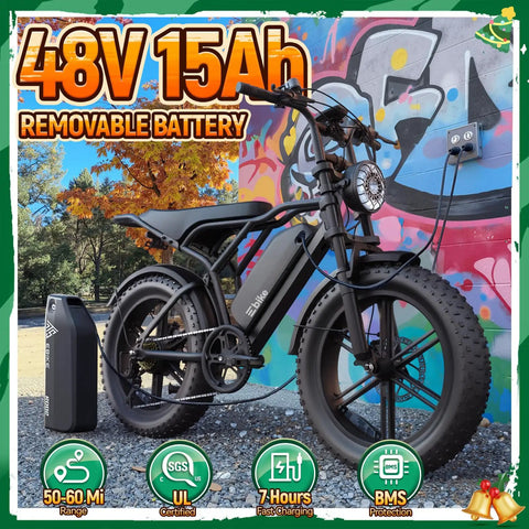 Beast Fat Tire Electric Bike For Adults With 1500W Peak Motor And 60 Mile Range, 48V 15Ah Removable Battery, outdoor scene