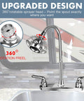 Top Shelf RV Kitchen Faucet Sporting A Slick 360 Rotating Sprayer Head And Hella Tough Stainless Steel Frame With An Eight Inch Two Hole Base For Nifty Camper Sink Swaps That Rock Easy Installation And Quick Cleanup.