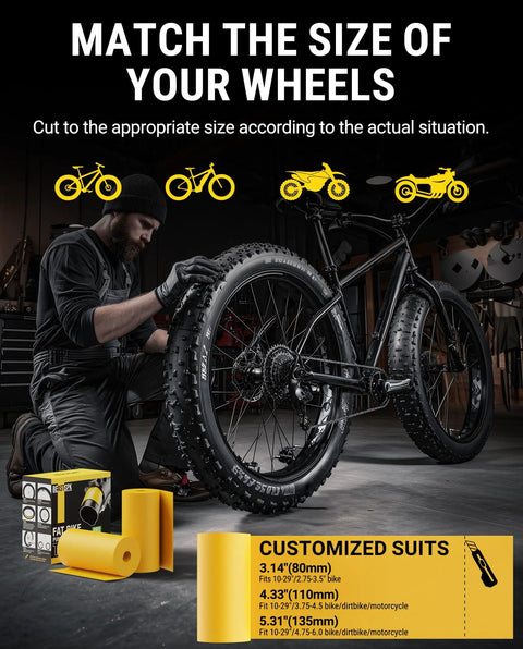 Fat Bike Tire Liner For Mountain Bikes Puncture-Resistant Protector For 20 To 29 Inch Wheels with customization options visible