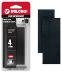 No Sweat Tool Free Heavy Duty Hook And Loop Strips Black 4 X 2 Inch Adhesive Mounting Tape packaging with strips inside.