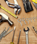 100 Piece Eye Bolts And Eye Screws Hooks Set For Hanging Crafts DIY Projects Assorted 5 Sizes M2.5 M3 M4 on a wooden surface