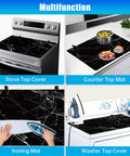 Multifunctional extra large black marble stove top cover for electric and glass ceramic cooktops, heat resistant 28.5 by 20.5 inches.