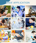 Collage of 50 Pairs Anti Fog Protective Safety Goggles Lightweight Adjustable Splash Shield for various activities and industries.