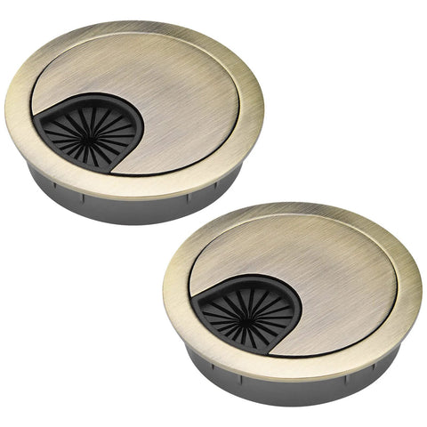 2 Pack 2 Inch Metal Desk Grommet Bronze Finish With Removable Lids For Cable Management Fits 2 Inch Hole Zinc Alloy Desk Cable Organizer