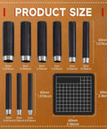 Leather Circle Cutter Set with 10 Round Punch Tools and High Carbon Steel Dies, 2-10mm size, 40mm height, shown on leather background
