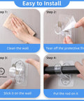 Installation steps for 6 Pack Adhesive Curtain Rod Holders No Drilling Curtain Rod Brackets Renter Friendly Curtain Hangers