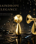 Top Shelf Heavy Duty Solid Brass Cabinet Knob Featuring Slick Brushed Gold Finish, 40mm raindrop pull handle for elegant storage upgrades.