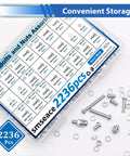 Heavy Duty 2236 Piece Metric Screw Assortment Kit With Hex Nuts And Flat Washers Hella Solid Carbon Steel Fasteners for organization.