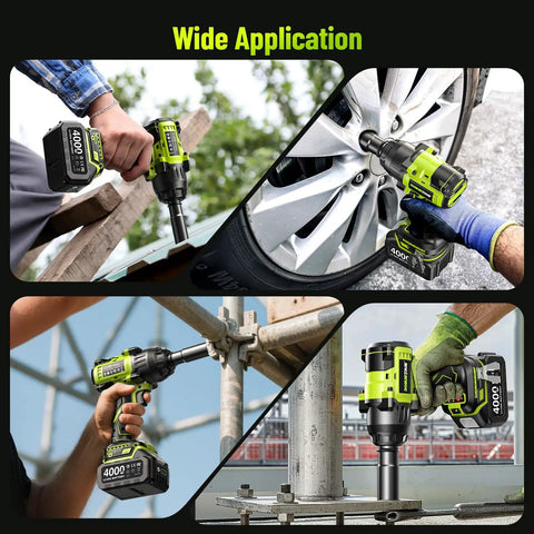 Heavy Duty Cordless One Half Inch Drive Impact Wrench With Brushless Motor 1600 Nm used on tires and metal beams