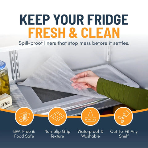 Non Adhesive Refrigerator Liners 8 Pack Bpa Free Fridge Shelf Mats For Kitchen Cabinets Easy To Wash Clear Drawer Pads That Slash Grease Spills And Keep Your Pantry Super Neat And Straight Up Spotless Forever