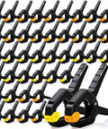 50 Pack Heavy Duty Spring Clamps Set For Woodworking And Multi Use Clips For Balloon Arches Tarp Backdrops And Hanging Items Durable Nylon Body With Steel Springs Two Color Options, black and yellow
