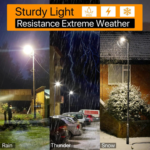 Beefed Up 150W LED Parking Lot Light With Adjustable Arm Mount, 22500LM Dusk To Dawn Commercial Lighting in rain, snow